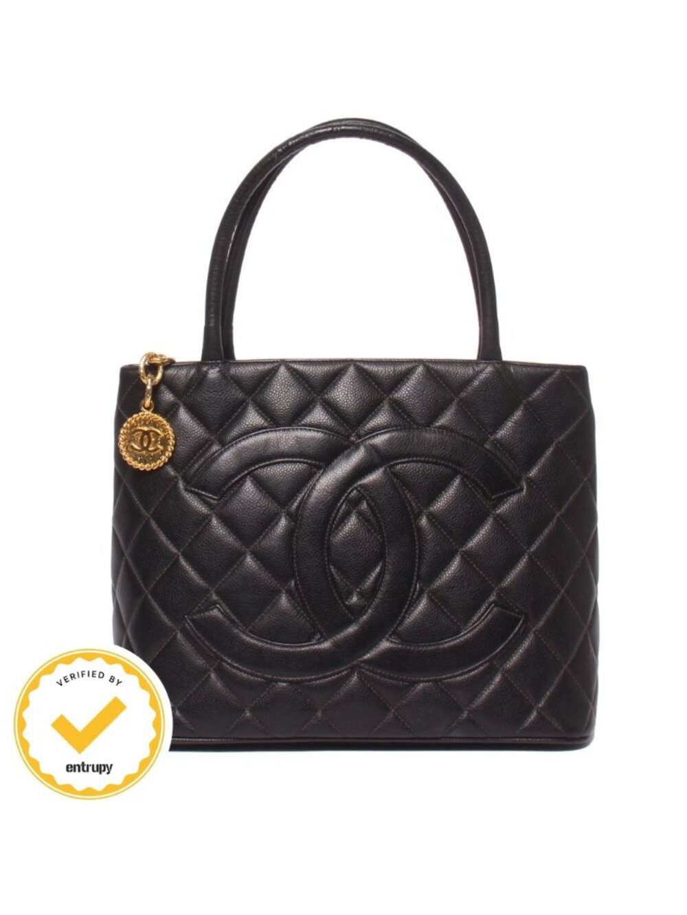Chanel Tote Caviar Leather CC Logo Gold